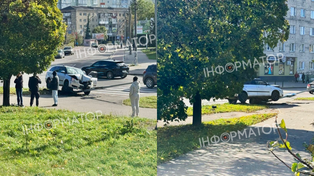 У Франківську на Набережній автомобіль зіткнувся з дорожнім знаком: травмована дитина