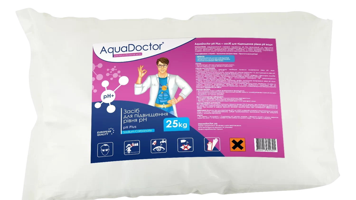 AquaDoctor pH Plus 25 кг – засіб для підвищення pH у басейні, порошок