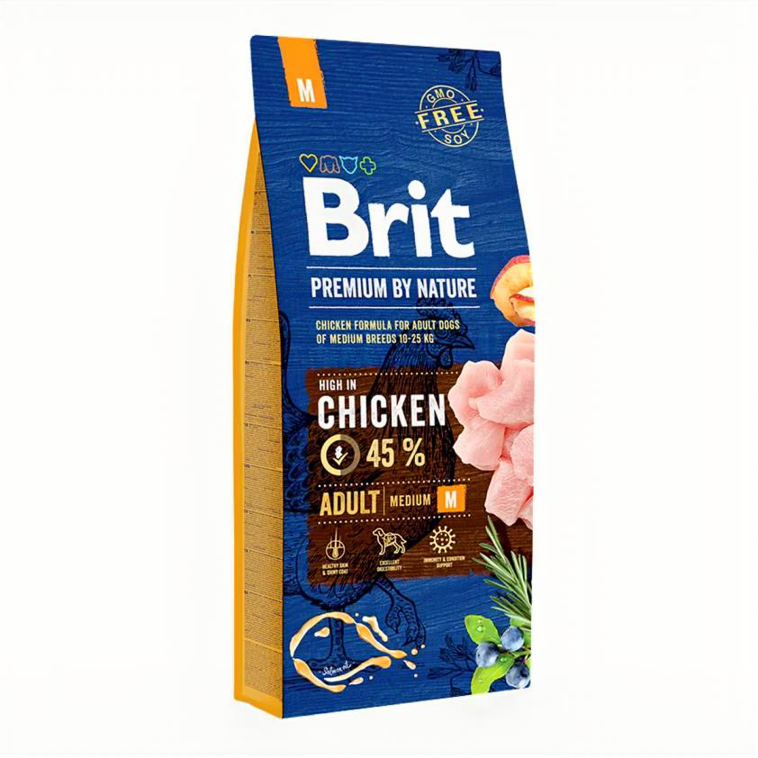 Сухой корм для пожилых собак мелких и средних пород Brit Premium Senior S+M со вкусом курицы 3 кг