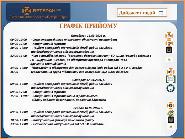 Допомога сім’ям героїв: графік консультацій у Франківську