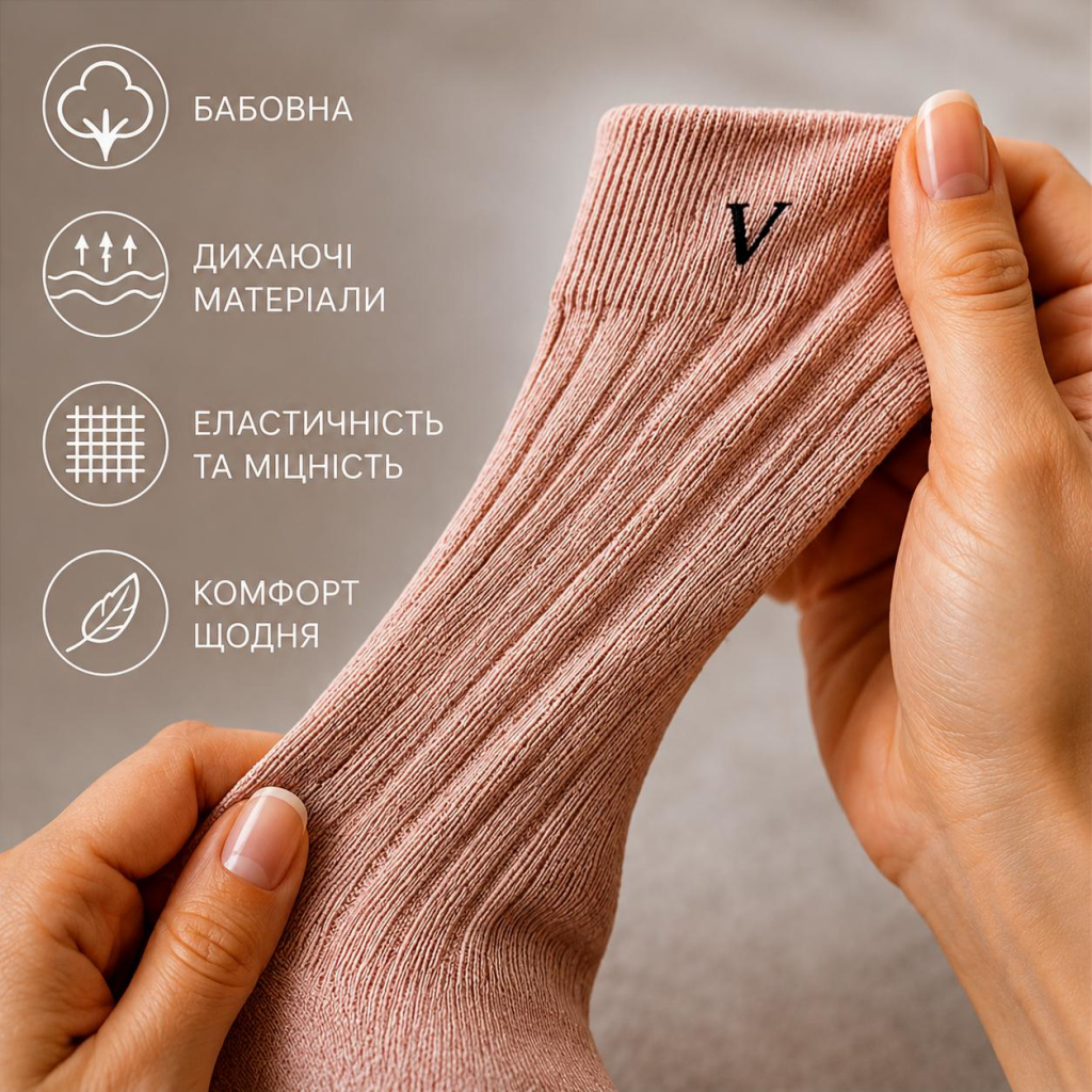 Рожеві еластичні шкарпетки з натуральної бавовни