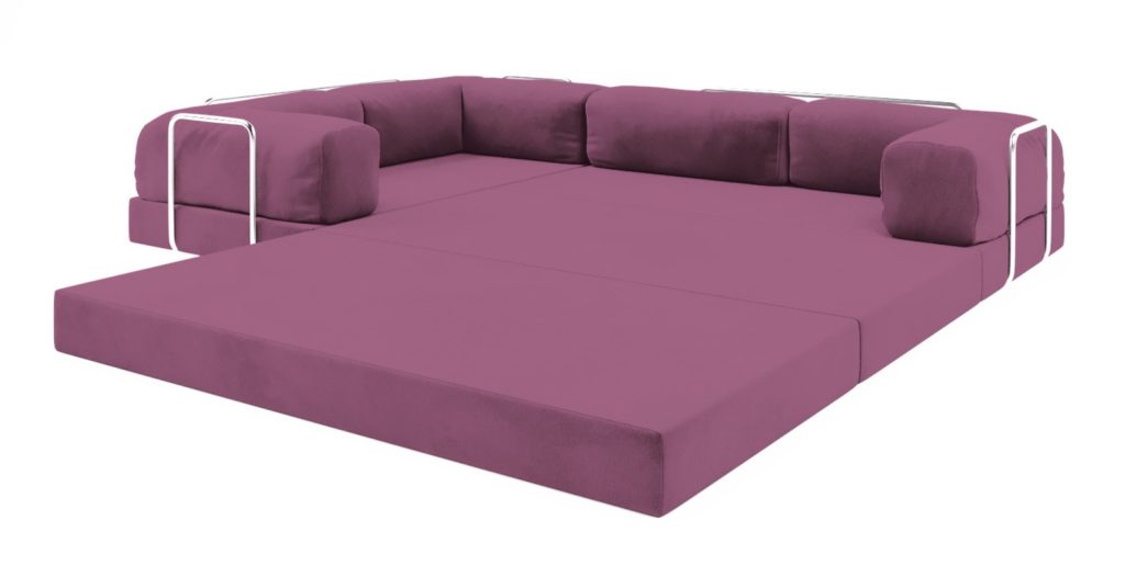 Безкаркасний розкладний диван Horns Corner Plus Velor Magic Iris