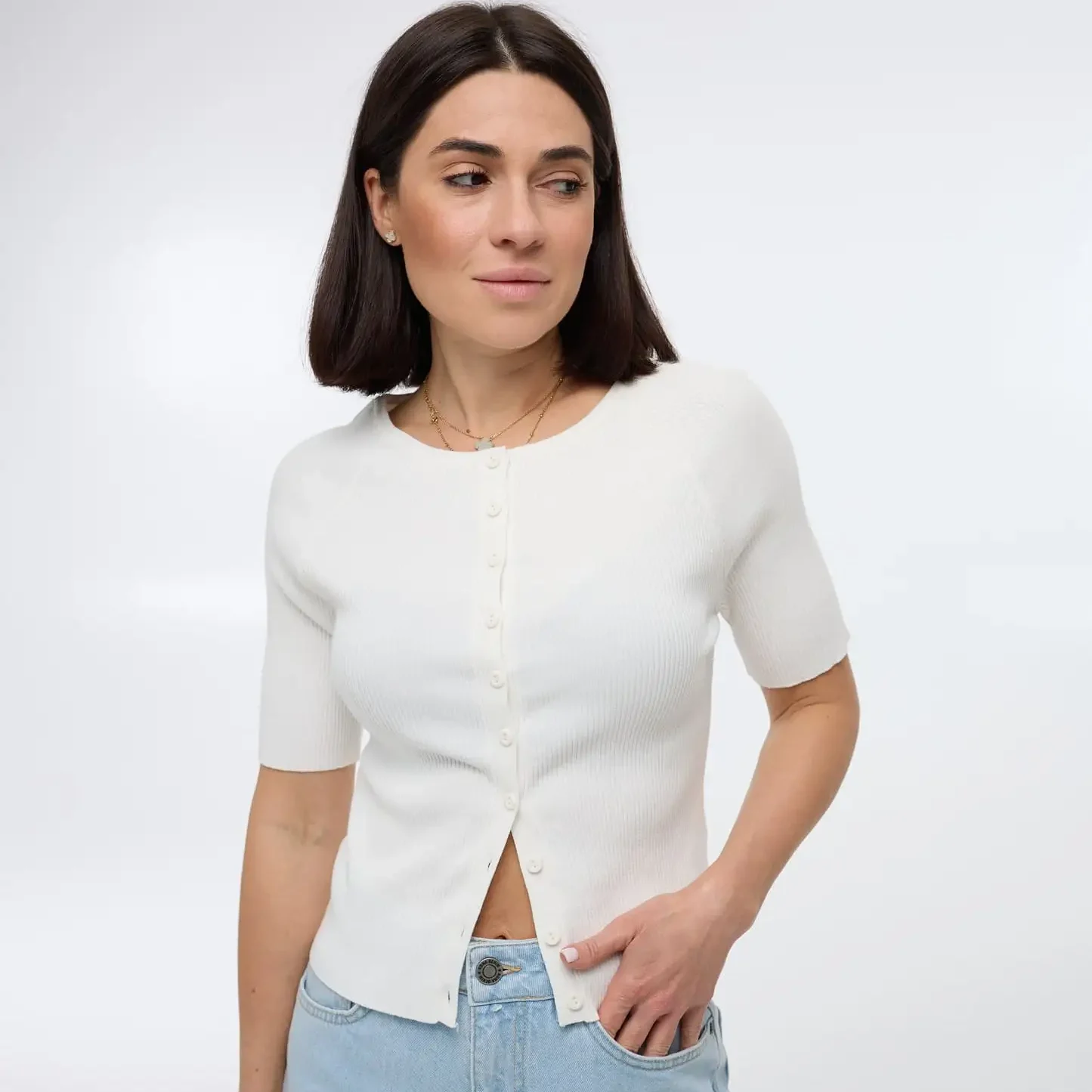 Кофта Slim Button Біла