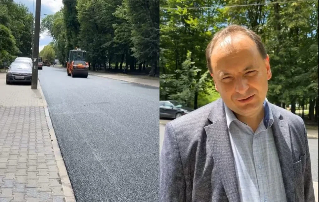 У Франківську на вулиці Чорновола монтують суцільний асфальтний покрив
