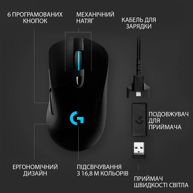 Компютерна миша Logitech G703 Hero 16K Lightspeed Gaming Mouse Wireless/USB Black