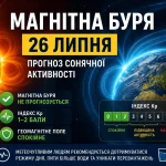 Сонячна активність 26 липня: прогноз магнітної бурі на сьогодні