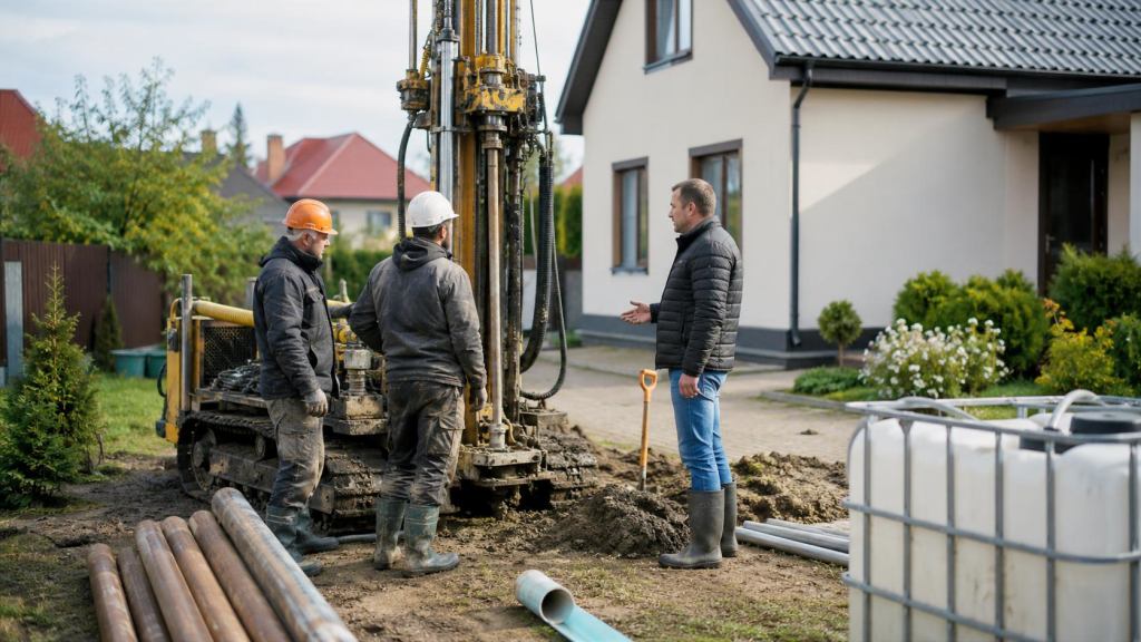 Буріння свердловини на воду біля приватного будинку