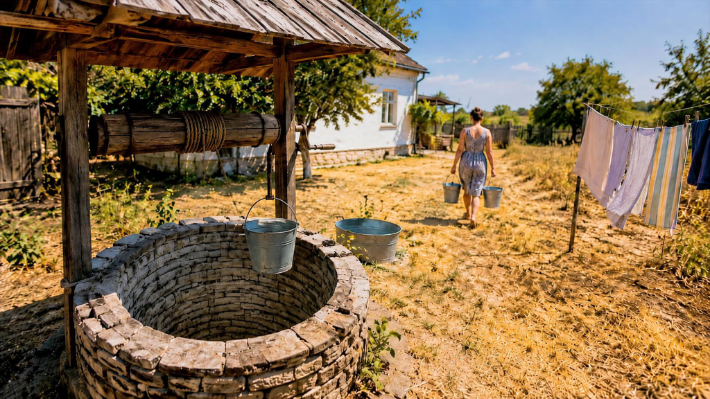 Низький рівень води у криниці під час літньої спеки