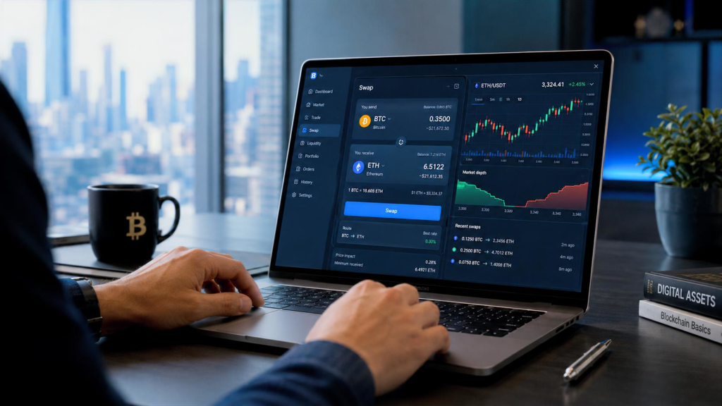 Обмен криптовалюты через платформу