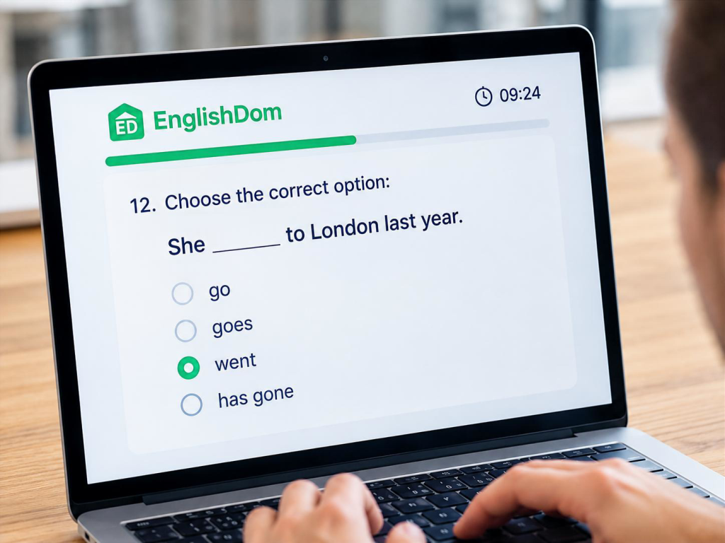 Виконання граматичного тесту Englishdom онлайн