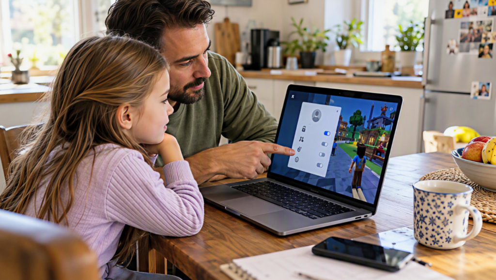 Батько налаштовує вікові обмеження Roblox