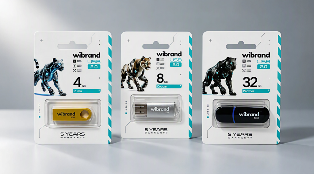 USB-флешки Wibrand різної ємності в упаковках