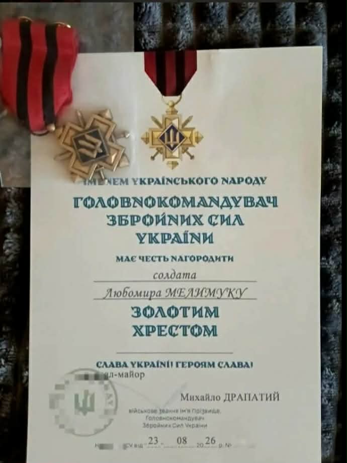 Калушанин Любомир Мелимука отримав нагороду «Золотий хрест» від Головнокомандувача ЗСУ
