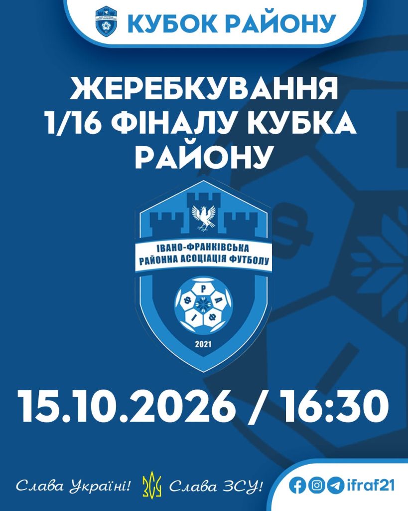 15 жовтня відбудеться жеребкування 1/16 фіналу Кубка району