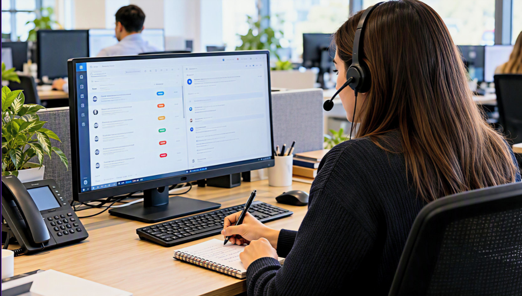 Фахівчиня IT-підтримки опрацьовує звернення користувачів