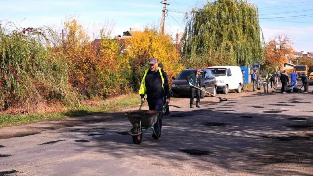 На Прикарпатті селяни власноруч ліквідували вибоїни на державній дорозі