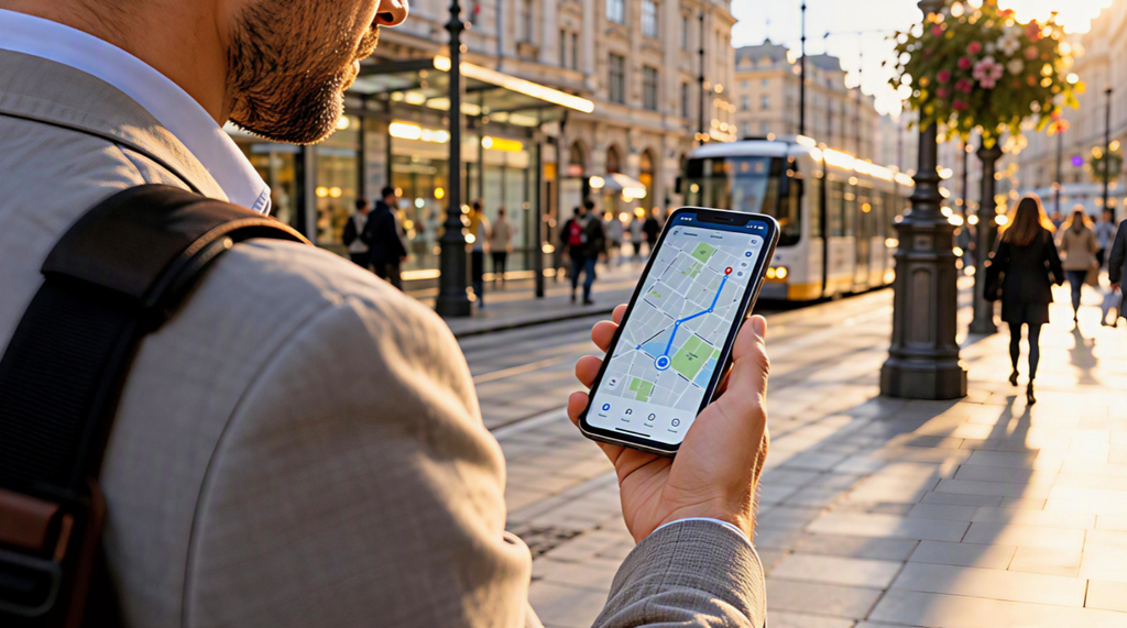 Смартфон із навігацією для робочих поїздок