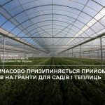 тимчасова зупинка прийому заявок на гранти для садівництва і тепличних господарств
