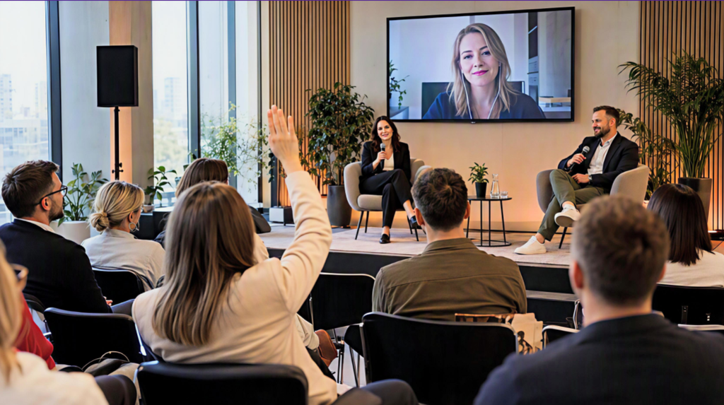 Гібридна конференція з онлайн-учасниками та аудиторією